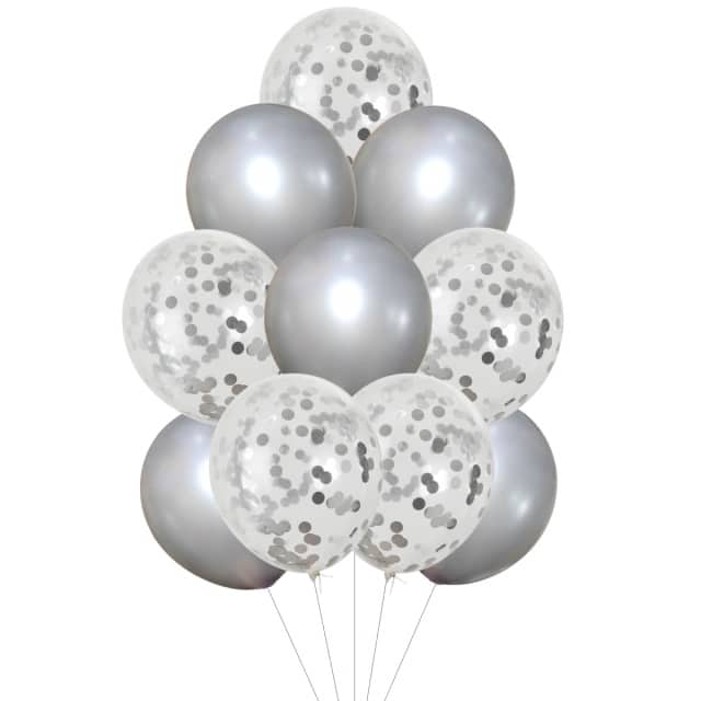 Set Globos Perlados/Confetti x 10 Low Cost